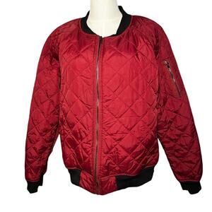Arastar Burgundy Quilted Diamond Padded Bomber Jacket XL